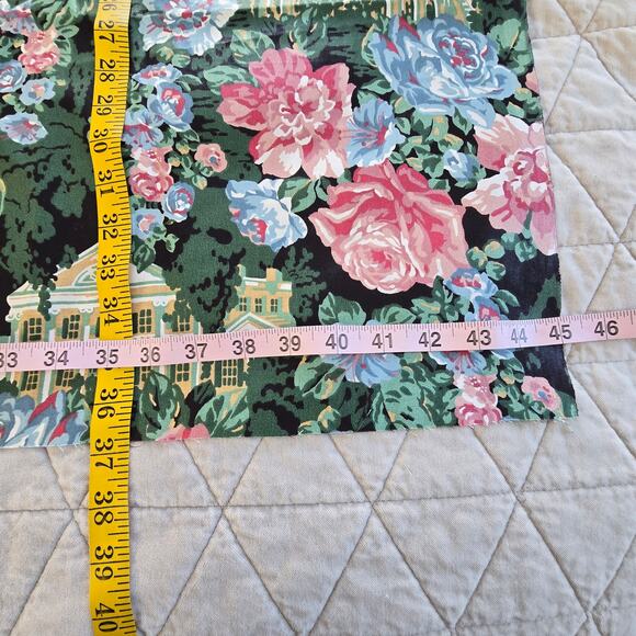 Vintage Springs Industries 2 Fabric Remnants Pink Cabbage Roses Colonial House - Picture 11 of 13